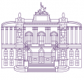 grafika przedstawiająca front Gmachu Głównego PW